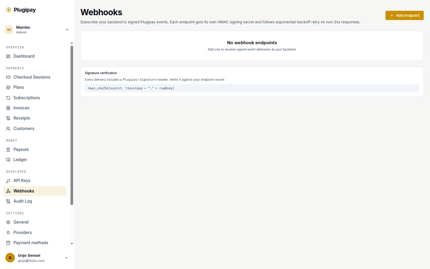 Plugipay portal: webhooks